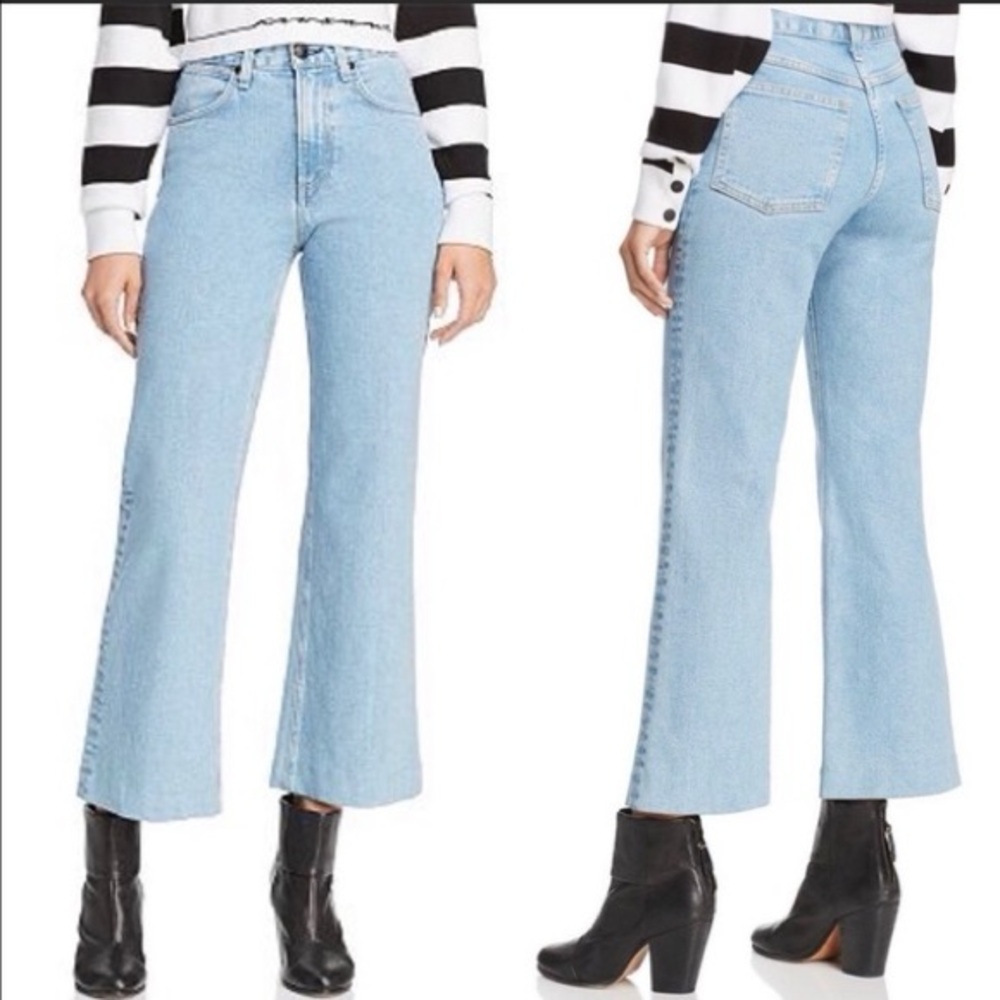rag & bone Broken Nelly Justine High-rise Wide Leg cropped jeans size 27